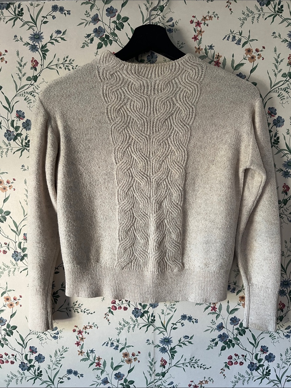 Banana Republic Cable-Panel Crewneck Sweater in Light Beige